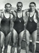  Od lewej Ilja Szrajbman, Chojna, Grisza Szrajbman (brat Ilji). Reprezentanci Polski i przyjaciele z basenu 