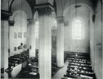 Ostróg, synagoga z około 1630 roku o układzie dziewięciopolowym, z bimą bez przekrycia. Fot. sprzed 1939 roku 