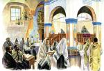 Modlitwa Żydów w synagodze w Tykocinie przed II wojną światową
