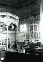 Bima i arka w XVIII-wiecznej synagodze drewnianej (dziś nieistniejąca) w Grodnie. Fot. sprzed 1939 r.