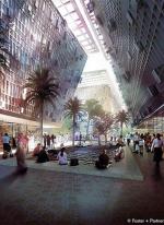 Gęsta zabudowa i wąskie uliczki  w miasteczku Masdar  (Zjednoczone Emiraty Arabskie)  chronią przed intensywnym słońcem 