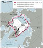 Mniej lodu w arktyce. Powierzchnia lodu na Oceanie Arktycznym zmniejszyła się we wrześniu ubiegłego roku o 39 proc. w stosunku do średniej z lat 1979 – 2000 – wynika z danych WWF. Topnienie to może przyspieszyć proces globalnego ocieplenia.