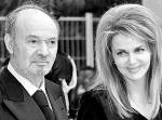 Claude Berri z partnerką, pisarką Nathalie Rheims w Cannes 