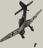 Junkers Ju-87 stuka zrzuca bombę w locie nurkowym 