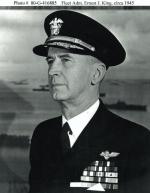 Admirał Ernest J. King,  naczelny dowódca floty i szef operacji morskich, fot. z 1945 r. 