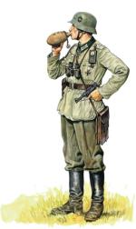 Lejtnant Wehrmachtu z pistoletem Luger P.08 (Parabellum)
