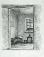 Felicjan Kowarski, „Wnętrze celi Piłsudskiego w Cytadeli”, rysunek tuszem 