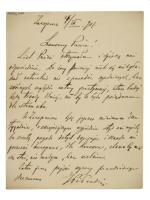 List Piłsudskiego z 27 września 1901 r. pisany podczas rekonwalescencji w Zakopanem 