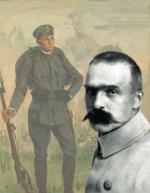 „Strzelec” Wincentego Wodzinowskiego, olej na płótnie  Piłsudski w mundurze strzeleckim