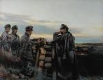 „Piłsudski w okopach pod Kostiuchnówką”, obraz Stefana Garwatowskiego wykonany na podstawie fotografii