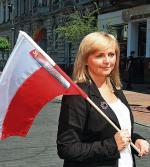 Joanna Skrzydlewska (PO) rozdawała łodzianom flagi
