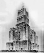 Tak miała wyglądać Świątynia Opatrzności Bożej – jeden  z wcześniejszych szkiców Bohdana Pniewskiego. Projekt z 1938 r. był w tym samym kształcie, ale miał nieco uproszczoną elewację  