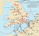 Lotnicze ugrupowania niemieckie i brytyjskie oraz zasięg radarów podczas bitwy o Anglię latem i jesienią 1940 r.