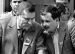 Lech Wałęsa i Lech Kaczyński w Gdańsku po wyborach czerwcowych w 1989 roku.