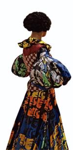 Palesa Mokubung na swoich sukienkach umieszcza własną podobiznę jak z Warhola