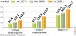 W ostatnich latach rosły wszystkie podstawowe segmenty rynku. W czasie kryzysu wyhamowała dynamika kredytów. 