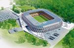 Wizualizacja projektu „Stadion piłkarski w regionie północno-wschodniej Polski wraz z zapleczem treningowym” realizowanym przez Miasto Białystok w ramach Regionalnego Programu Operacyjnego Województwa Podlaskiego na lata 2007-2013