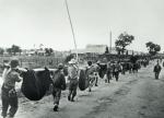  Amerykańscy jeńcy wojenni na półwyspie Bataan niosą chorych towarzyszy, Filipiny, maj 1942 r. 