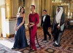 Carla Bruni i Mozah bin Nasser al-Missned, w głębi Nicolas Sarkozy  i emir Kataru Hamad bin Khalif al-Thani w Pałacu Elizejskim 22 czerwca b.r.