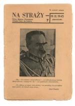 Strona tytułowa miesięcznika „Na Straży”, wydanie na imieniny Piłsudskiego w 1945 roku 