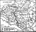 Mapa podziału Polski według ustaleń tajnego protokołu do paktu Ribbentrop-Mołotow, opublikowana w gazecie „Izwiestia”  18 września  1939 roku