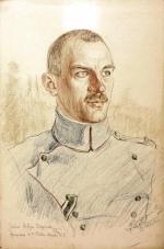 Rtm. Juliusz Ostoja – Zagórski, dowódca 2. pułku ułanów II Brygady, rys. Wincenty Wodzinowski 