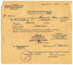 Wystawiony 7 października 1944 roku dokument marzeń, czyli niemieckie zezwolenie na popowsta- niowe przesiedlenie do rodziny mieszkającej w Opocznie. Kosztował dwie butelki koniaku, które postawiono na stole przed podpisanym u dołu oficerem