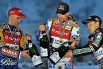 Na podium (od lewej): Tomasz Gollob, Jason Crump i Emil Sajfutdinow