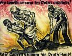 Plakat niemiecki z czasu plebiscytu na Śląsku. Tekst na plakacie: Co się z nami stanie u Polaków? My chłopi głosujemy na Niemcyi! 