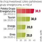 PGE zamierza wydać  najwięcej, prawie 39 mld zł. Łączna wartość inwestycji  sięga 109 mld zł.