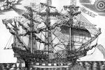 Rycina przedstawiająca angielski czteromasztowy galeon „Ark Royal”