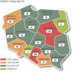 Liczba upadłości według regionów