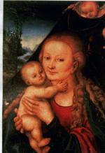 Lukas Cranach Starszy (lub warsztat), Madonna z Dzieciątkiem, 1530 r. , skradziona w 1995 r.  z kościoła w Sulmierzycach