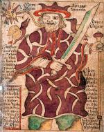 Odyn – najważniejszy bóg nordycki, rycina z „Edddy”, 166o r. 