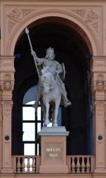 Książę obodrycki Niekłót (Niklot) – posąg na zamku w Schwerinie 