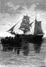 Żaglowiec „Wędrowiec” – statek, którym podróżowali bohaterowie powieści, rys. Henri Meyer 