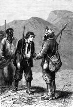 Dick Sand spotyka Amerykanina Harrisa, który okaże się handlarzem niewolników, rys. Henri Meyer