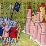 Francuzi oblegają miasto we Flandrii, miniatura francuska, XIV w. 