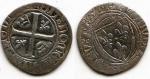 Moneta króla Francji Karola VI (awers i rewers) 