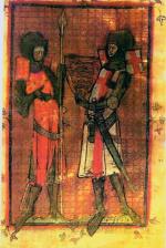 Św Jerzy daje tarczę królowi Anglii Edwardowi III, miniatura angielska, 1325 r.