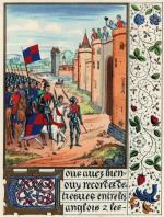 Edward III oblega francuskie miasto, litografia z XIX w. według miniatury z XV w. 