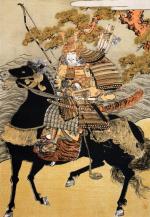 Japoński samuraj, rycina kolorowana, XIX w. 