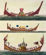 Chińskie statki, litografia, XIX w. 