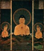 Amithaba – Budda Nieograniczonego Światła wznosi się ponad górami, malowidło z czasów szogunatu Kamakura, XIII w. 