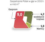 Zaopatrzenie w gaz. Polska jest czwartym odbiorcą gazu od Gazpromu w Europie. 