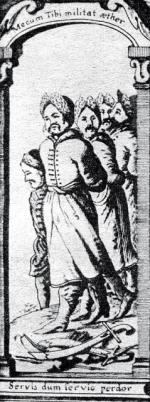 Kozacy wzięci do niewoli pod Beresteczkiem, rycina W. Hondiusa z 1652 roku
