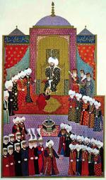 Mehmed II w otoczeniu dostojnikow, miniatura turecka, XVI w.