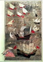 Flota osmańska, miniatura turecka, XVI w. 