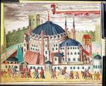 Kościół Hagia Sofia w Konstantynopolu zamieniony przez Turków w meczet, akwarela niemiecka, XVI w