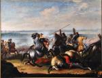 Utarczka Karola Gustawa z Tatarami pod Warszawą, malował Joann Phillip Lemke 